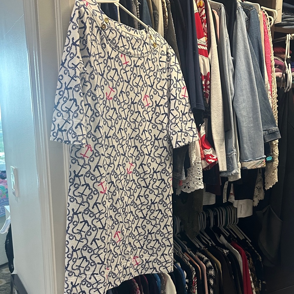 Lilly Pulitzer Anchor Print Dress - Navy and Pink Size Small